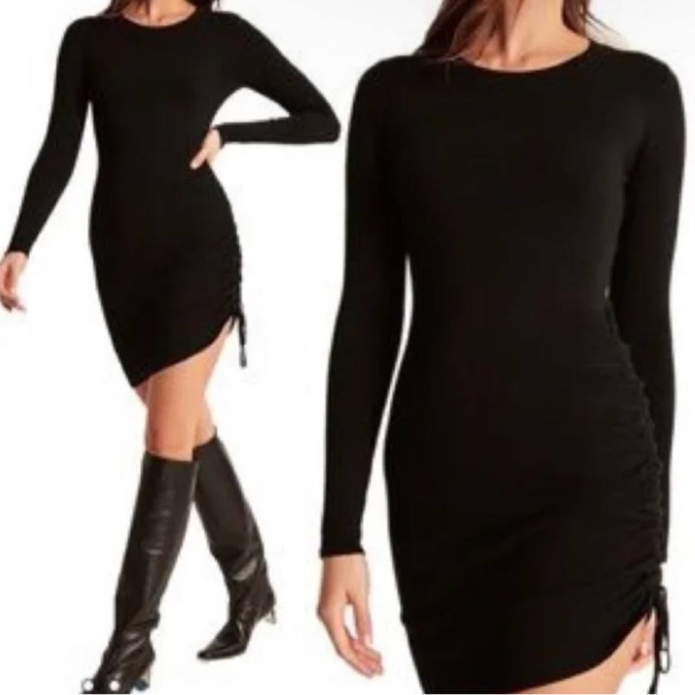 Abercrombie Ruched Asymmetrical Mini Sweater Dress